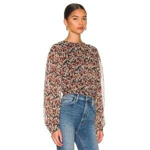 Bardot Revolve Women's Annie Floral‎ Blouse Small Long Sleeve Top Lightweight